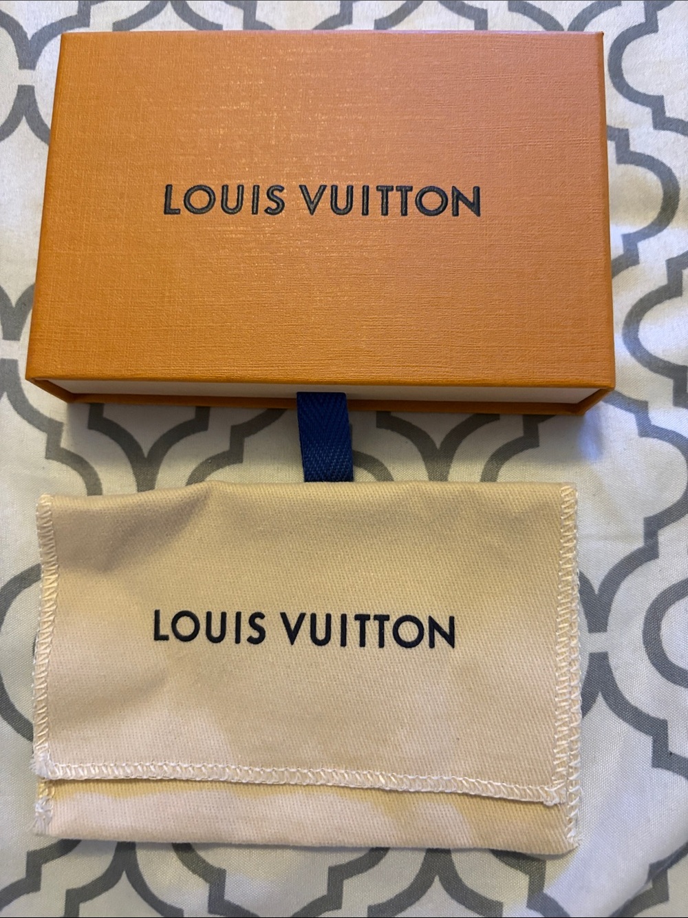 Louis Vuitton Orange and Navy Box with Beige Dust Pouch